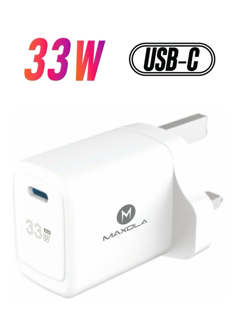 MAXOLA 33W Type-C to Type-C Fast Charger – Compatible with iPhones, Samsung, Pixel, and Other USB-C Devices - Image 1