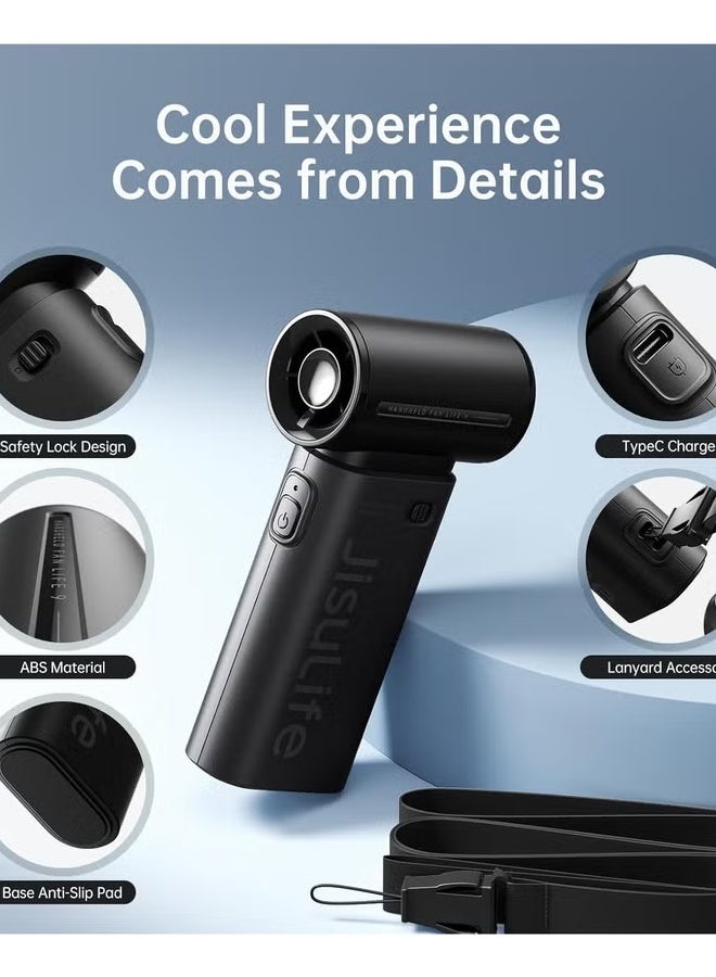 JISULIFE Portable Handheld Fan, Mini USB Rechargeable Fan, 5000mAh [18H Extended Battery Life], Personal Makeup/Eyelash Fan, Pocket Fan with 5 Speeds for Women Men Travel Camping Outdoor Black - Image 2