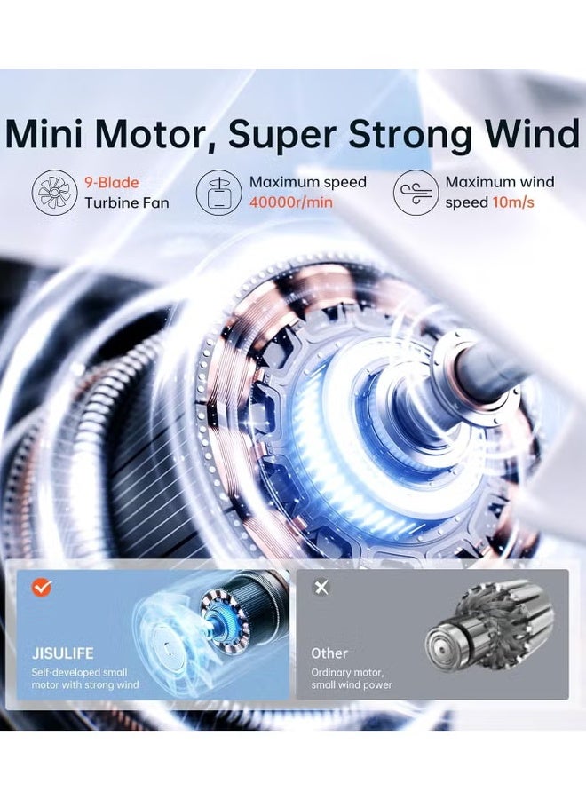 JISULIFE Portable Handheld Fan, Mini USB Rechargeable Fan, 5000mAh [18H Extended Battery Life], Personal Makeup/Eyelash Fan, Pocket Fan with 5 Speeds for Women Men Travel Camping Outdoor Black - Image 4