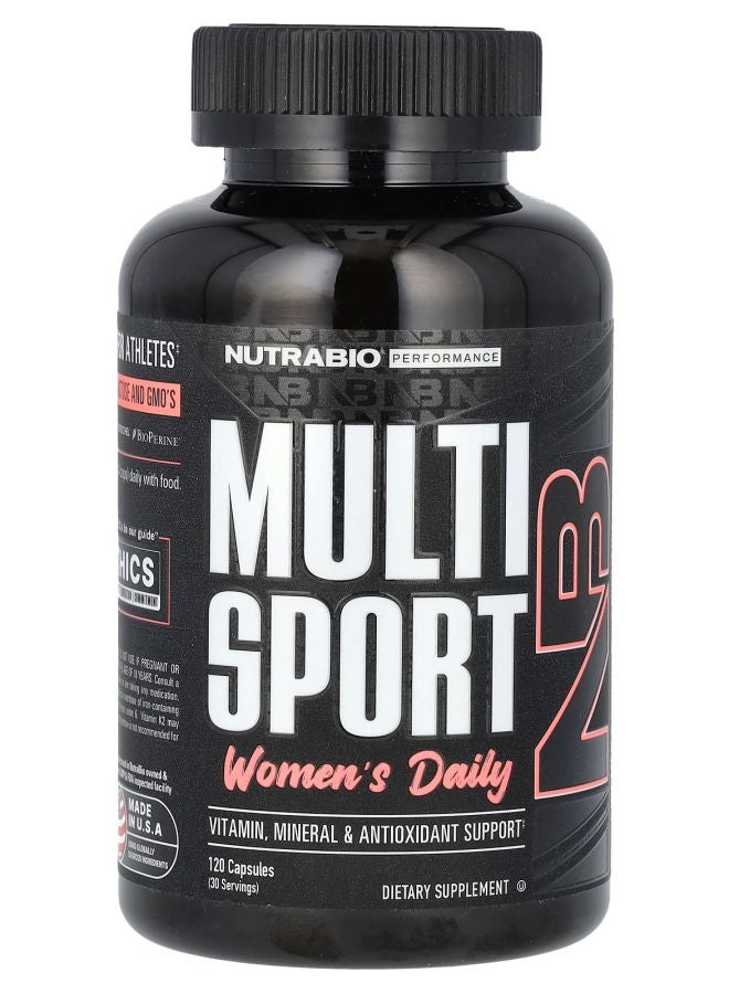 NutraBio MultiSport Women's Daily 120 Capsules - Image 1