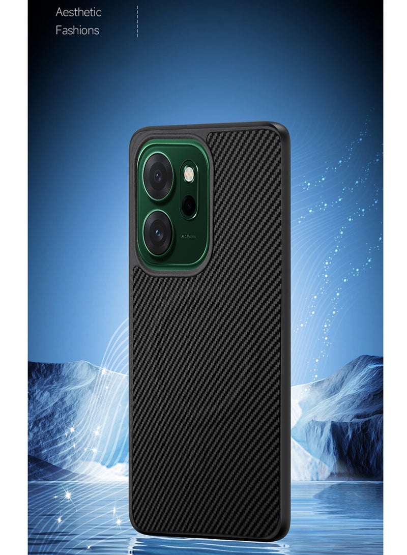 دبليو تيك غطاء خلفي واقٍ من السيليكون الناعم وألياف الكربون مع دعم Magsafe لهاتف Oppo Reno14 F 5G 2025 - أسود (MCFPSN) - Image 4