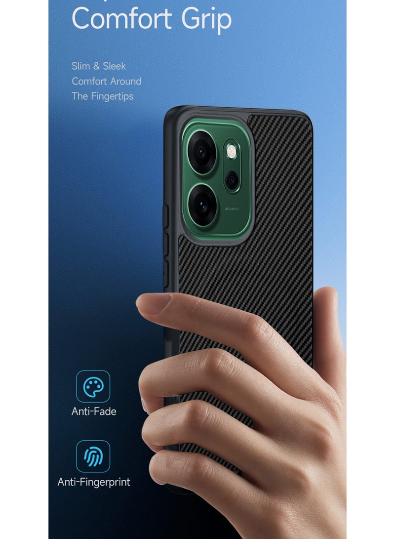 دبليو تيك غطاء خلفي واقٍ من السيليكون الناعم وألياف الكربون مع دعم Magsafe لهاتف Oppo Reno14 F 5G 2025 - أسود (MCFPSN) - Image 2