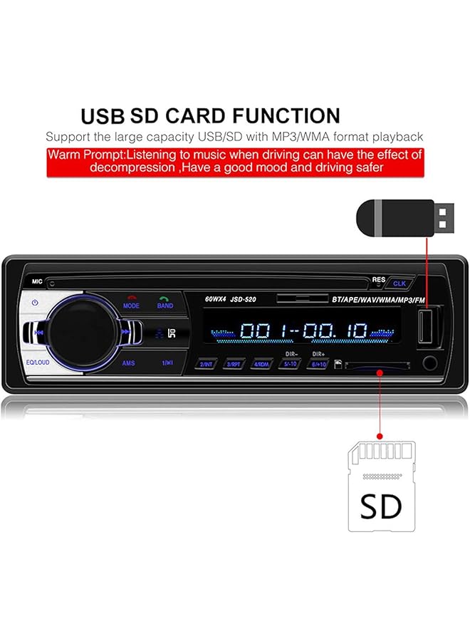 Generic Car Radio Audio Usb/Sd/Mp3 Player Receiver,Bluetooth Hands-Free With Remote Control Black 1 Din,Black  - Image 5