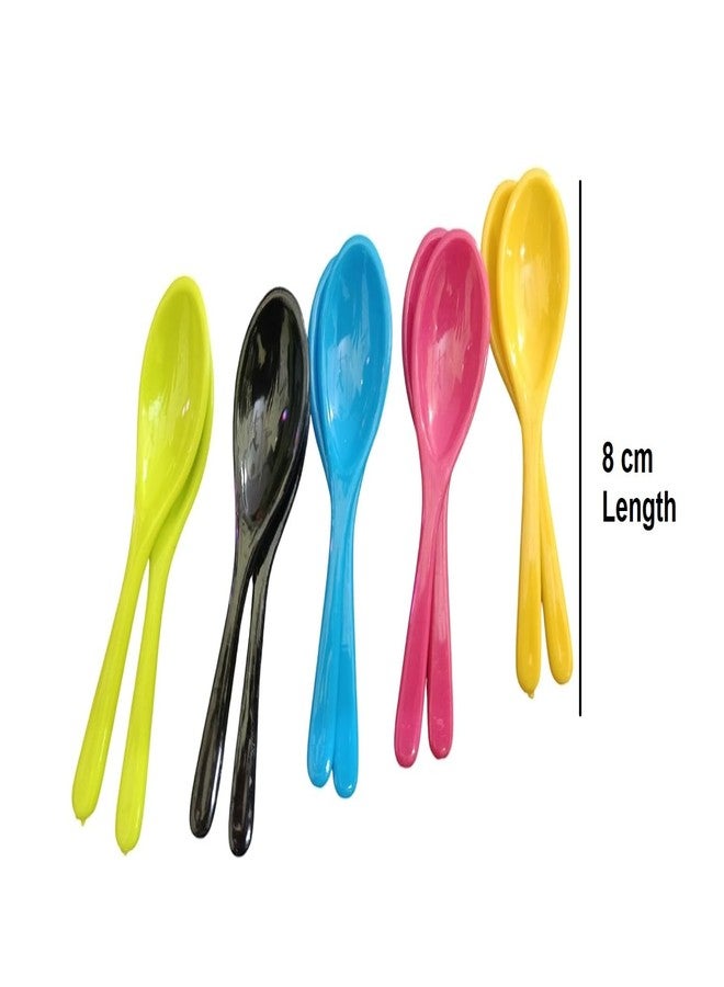 PUTHAK Plastic Masala Spoon for Small Containers, Multipurpose Spoon for Dispensing Tea, Coffee, Sugar, Condiments & Spices (Multicolor, Set of 10) - Image 3