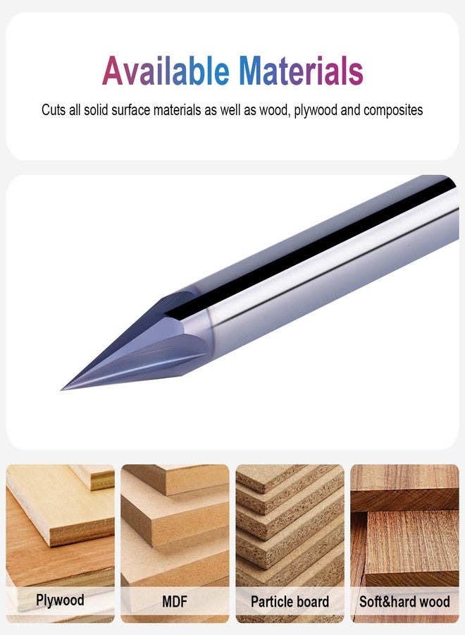 SpeTool 30 Degree V Groove Router Bit with Tiain Coated1/4 Inch Shank, 4-Flute Carbide Chamfer End Mill Carbide V Bit for CNC Engraving and Chamfering Lettering - Image 5