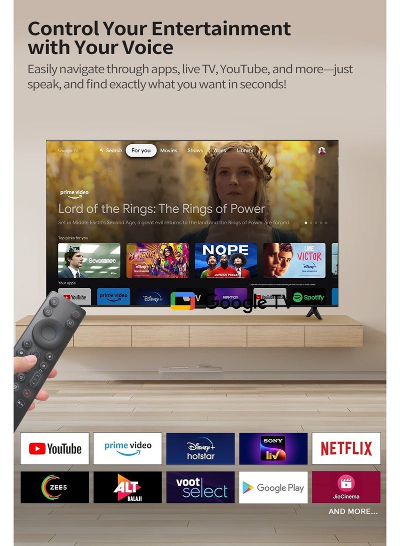 ROWA 75-Inch 4K UHD Smart TV | Google TV | Dolby Vision & Atmos | HDR10 | MEMC | Dynamic Color Enhancement | Voice Control | Game Master with Slim Design - 2025 Model (International Version) 75R55 Black - Image 4