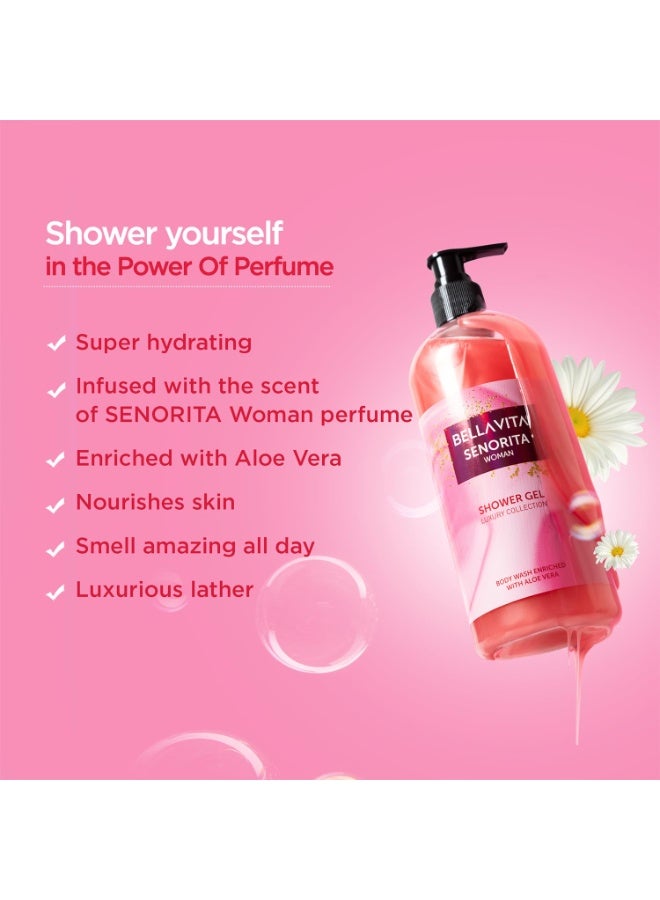 Bella Vita Luxury Senorita Woman Body Wash Shower Gel for Women | 500ml | Deep Cleansing, Hydrating & Moisturising with Aloe Vera Extract | Prevents Dry, Rough Skin | Suitable for All Skin Types - Image 3