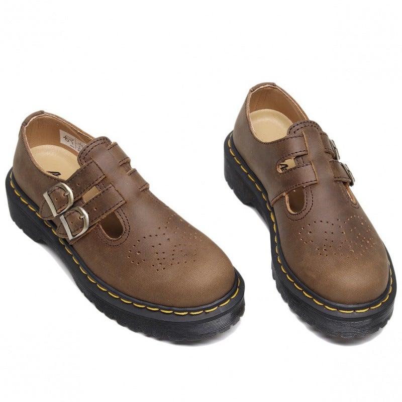 Dropshipping Martin Boots Mary Jane Shoes 8065 Genuine Leather Low-Top Small Leather Shoes Women'S Crazy Horse Brown Fashion Student Casual Shoes - Image 4