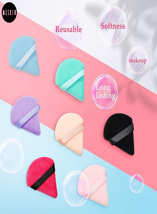 MeSkin Round Makeup Sponge Puff for Women - Dry and Wet Application for Powder, Body Powder, and Contouring - Cosmetic Sponge for Precision Makeup Application (Multicolor, Pack of 3) (3pcs Triangle powder puff) - Image 5