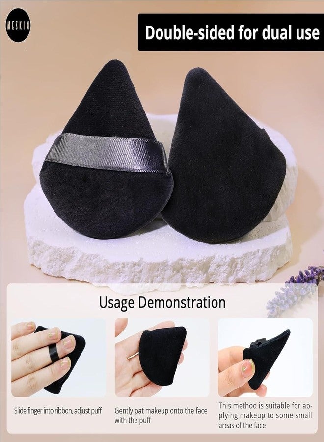 MeSkin Round Makeup Sponge Puff for Women - Dry and Wet Application for Powder, Body Powder, and Contouring - Cosmetic Sponge for Precision Makeup Application (Multicolor, Pack of 3) (3pcs Triangle powder puff) - Image 2