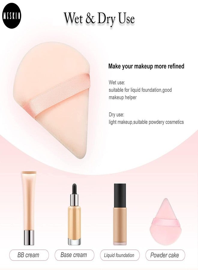 MeSkin Round Makeup Sponge Puff for Women - Dry and Wet Application for Powder, Body Powder, and Contouring - Cosmetic Sponge for Precision Makeup Application (Multicolor, Pack of 3) (3pcs Triangle powder puff) - Image 4
