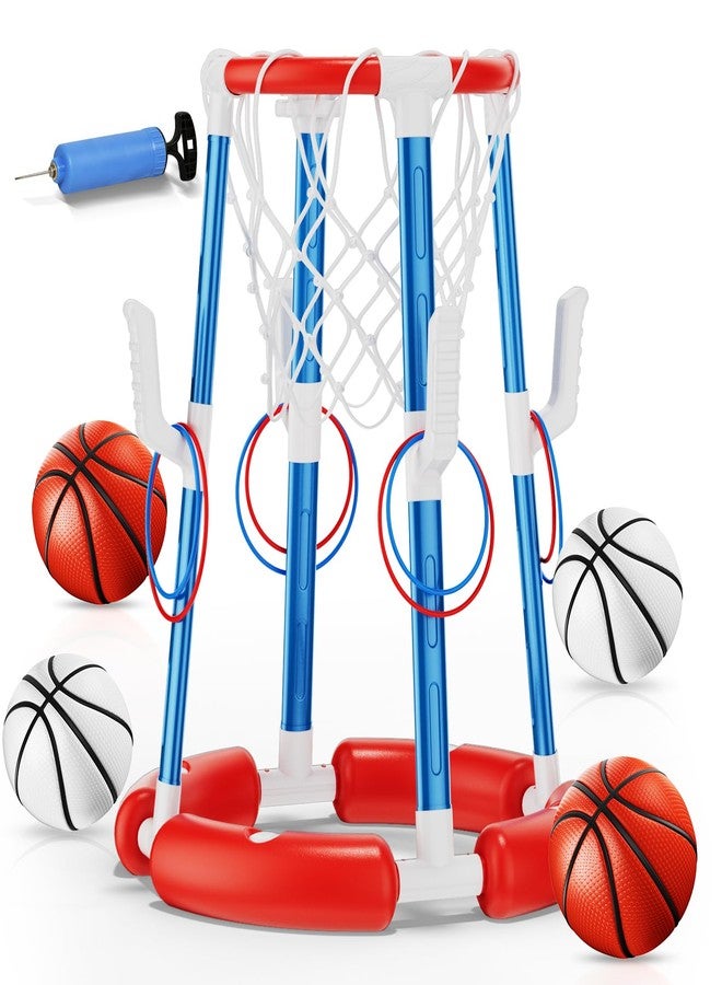 VROGTIK Pool Basketball Hoop, Floating Pool Toy for 3 4 5 6 7 8 9 Years Old Kids Ring Game with 4 Balls 8 Rings & Pump Outdoor Swimming Pool Basketball Games Water Play Toy Family Party for Kids Adults - Image 1