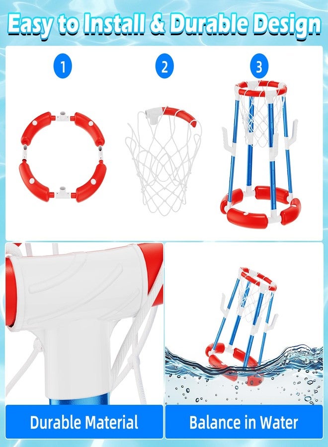 VROGTIK Pool Basketball Hoop, Floating Pool Toy for 3 4 5 6 7 8 9 Years Old Kids Ring Game with 4 Balls 8 Rings & Pump Outdoor Swimming Pool Basketball Games Water Play Toy Family Party for Kids Adults - Image 5