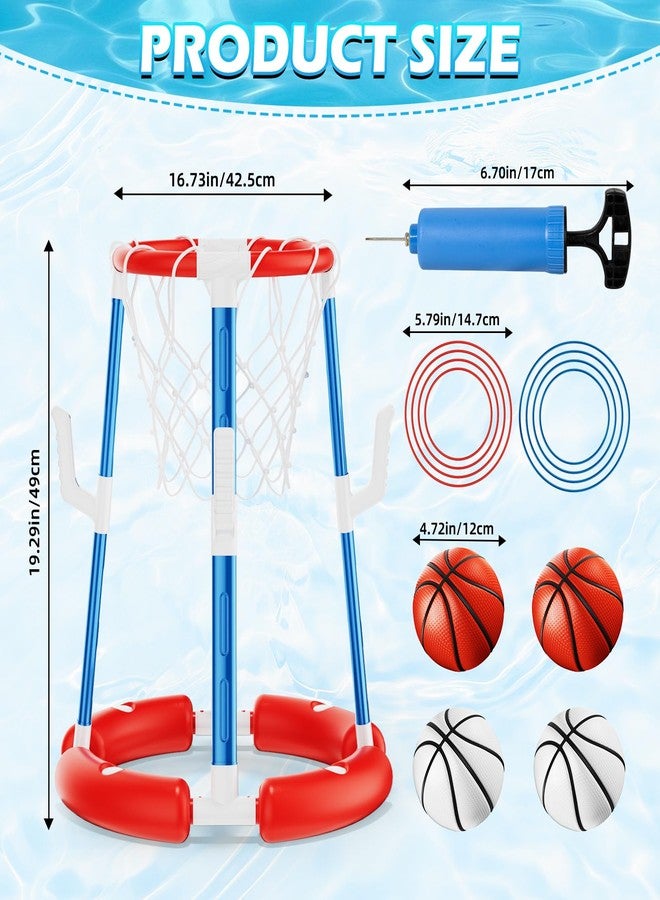 VROGTIK Pool Basketball Hoop, Floating Pool Toy for 3 4 5 6 7 8 9 Years Old Kids Ring Game with 4 Balls 8 Rings & Pump Outdoor Swimming Pool Basketball Games Water Play Toy Family Party for Kids Adults - Image 4