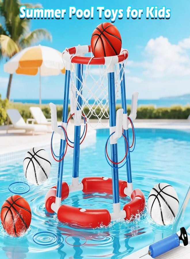 VROGTIK Pool Basketball Hoop, Floating Pool Toy for 3 4 5 6 7 8 9 Years Old Kids Ring Game with 4 Balls 8 Rings & Pump Outdoor Swimming Pool Basketball Games Water Play Toy Family Party for Kids Adults - Image 3