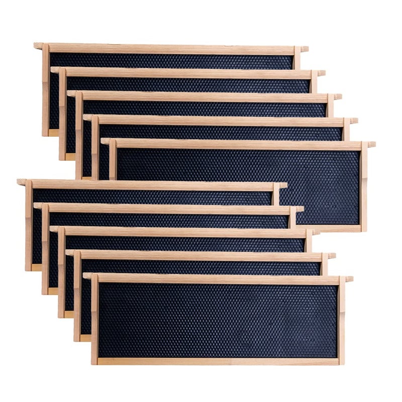 Medium Super Beehive Frames with Wax Foundations10 Pack Honey Bee Frames with 100 Beeswax Coated Food Grade Foundation Sheets 614Inch Black