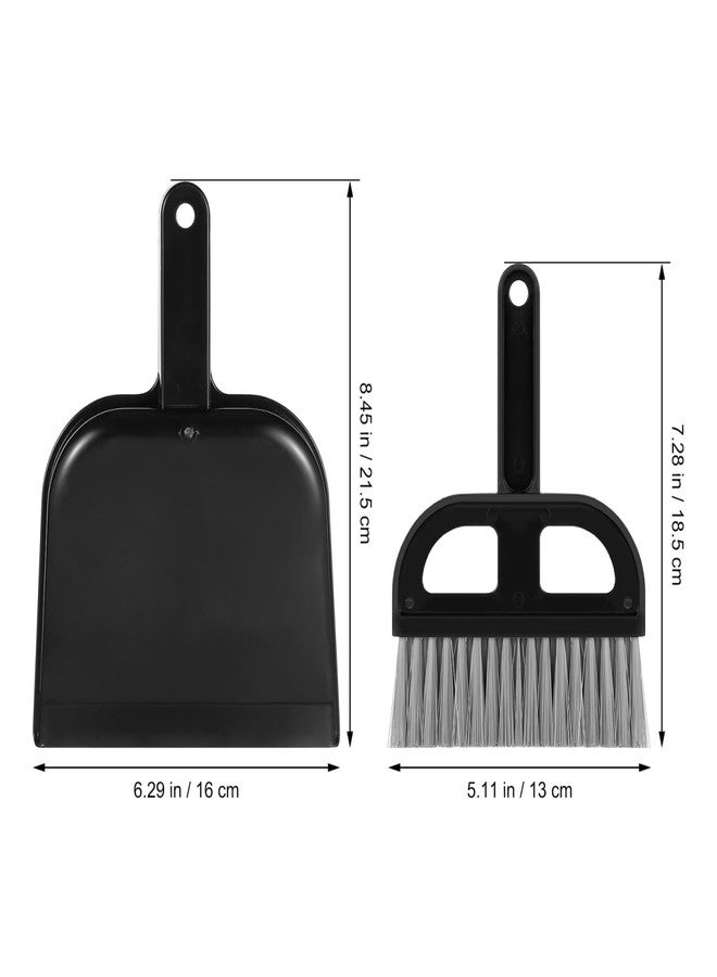SHINEOFI Mini Desktop Cleaning Brush Small Broom and Dustpan Set for Keyboard Crumbs and Desk Surface Cleanup Compact Handheld Black Brush for Home and Office Use 8.46X6.29X0.78In - Image 2