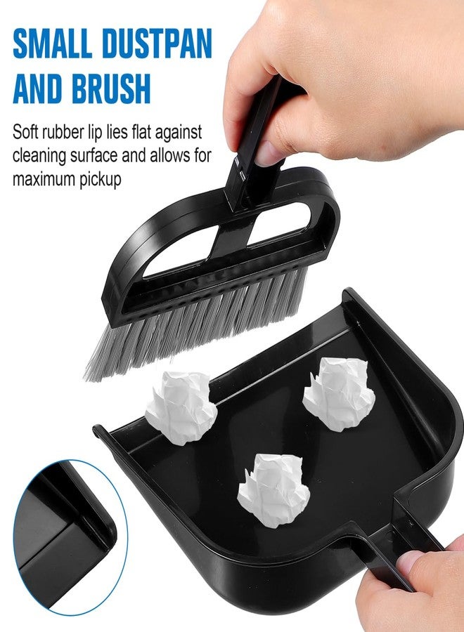 SHINEOFI Mini Desktop Cleaning Brush Small Broom and Dustpan Set for Keyboard Crumbs and Desk Surface Cleanup Compact Handheld Black Brush for Home and Office Use 8.46X6.29X0.78In - Image 4