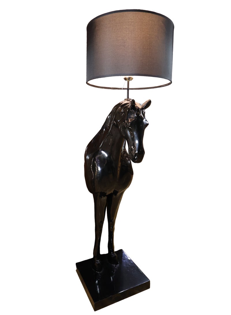 Handcrafted Horse Sculpture Floor Lamp, Glossy Black, Resin and Fiberglass, 140 cm, Statement Design for Luxury Interiors - Image 4