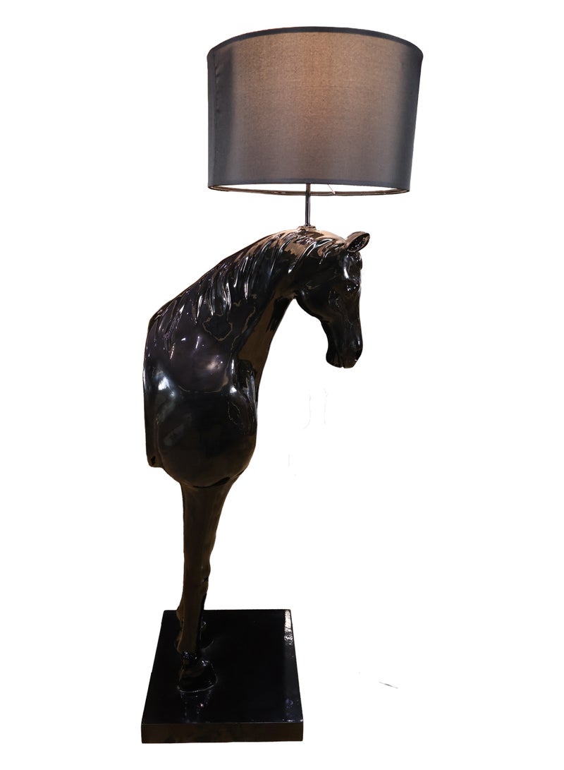 Handcrafted Horse Sculpture Floor Lamp, Glossy Black, Resin and Fiberglass, 140 cm, Statement Design for Luxury Interiors - Image 5
