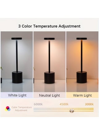 LED Desk Lamp – 3W (Black) Touch Control 3-Color Modes (Warm, White, Natural) – USB Rechargeable Aluminum Table Light for Bedroom, Office, Dining – Minimalist Modern Metal Lamp - view 3