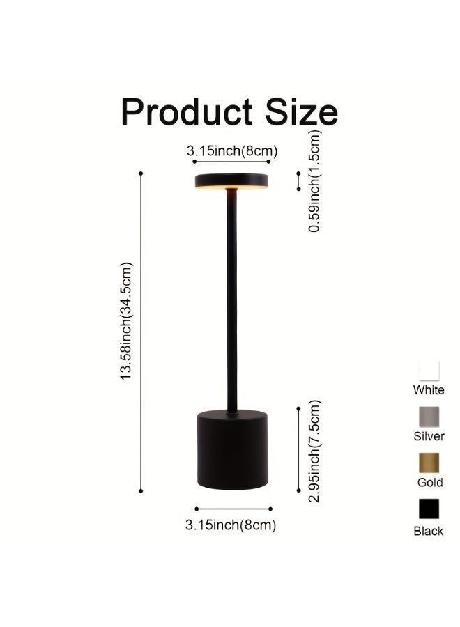 MODI LED Desk Lamp – 3W (Black) Touch Control 3-Color Modes (Warm, White, Natural) – USB Rechargeable Aluminum Table Light for Bedroom, Office, Dining – Minimalist Modern Metal Lamp - Image 5