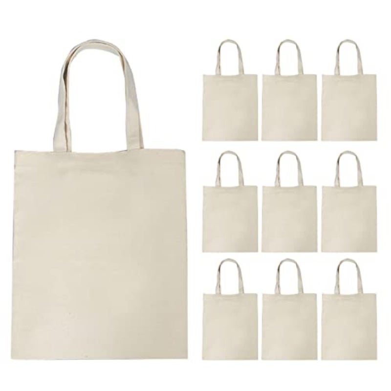 10PCS Canvas Bag Handbag Large Capacity Color Foldable Reusable Lightweight Shopping Bag Cloth Bag Tote Bag - Image 1