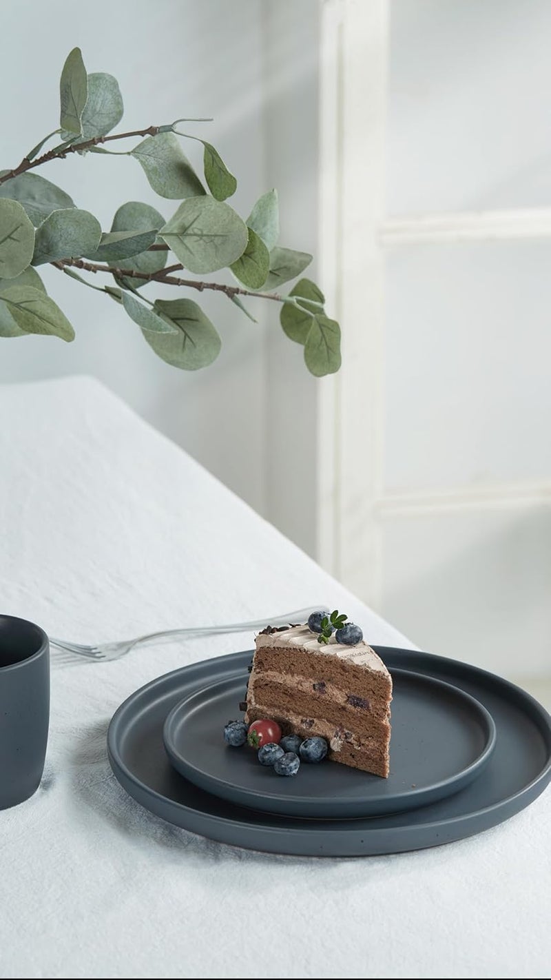 Famiware Dawn Plates and Bowls Sets 12 Pieces Stoneware Dinnerware Sets Dishes Set for 4 Microwave and Dishwasher Safe Charcoal - Image 5