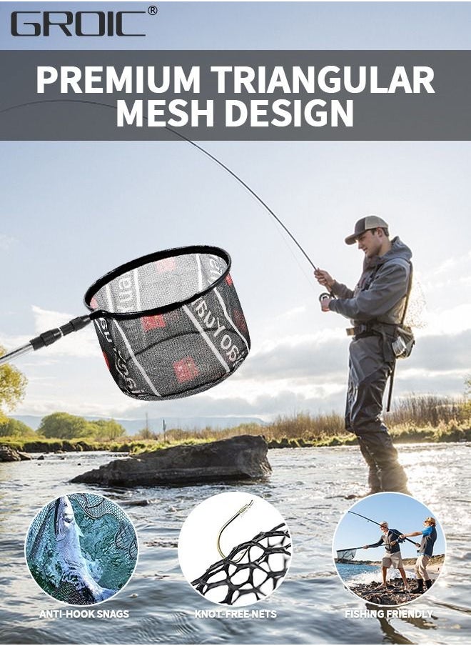 GROIC - Fishing Net Fish Landing Nets with Extra Long Telescoping Pole Handle Collapsible Telescopic Sturdy Pole for Saltwater Freshwater, Folding Fishing Net Extend to 27.56-66.93 Inches - Image 1