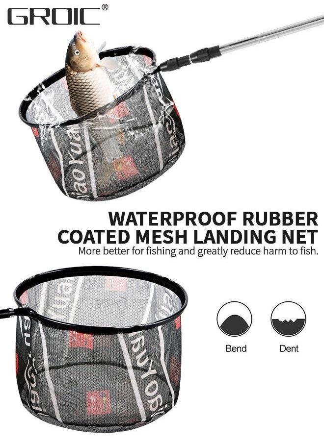 GROIC - Fishing Net Fish Landing Nets with Extra Long Telescoping Pole Handle Collapsible Telescopic Sturdy Pole for Saltwater Freshwater, Folding Fishing Net Extend to 27.56-66.93 Inches - Image 1