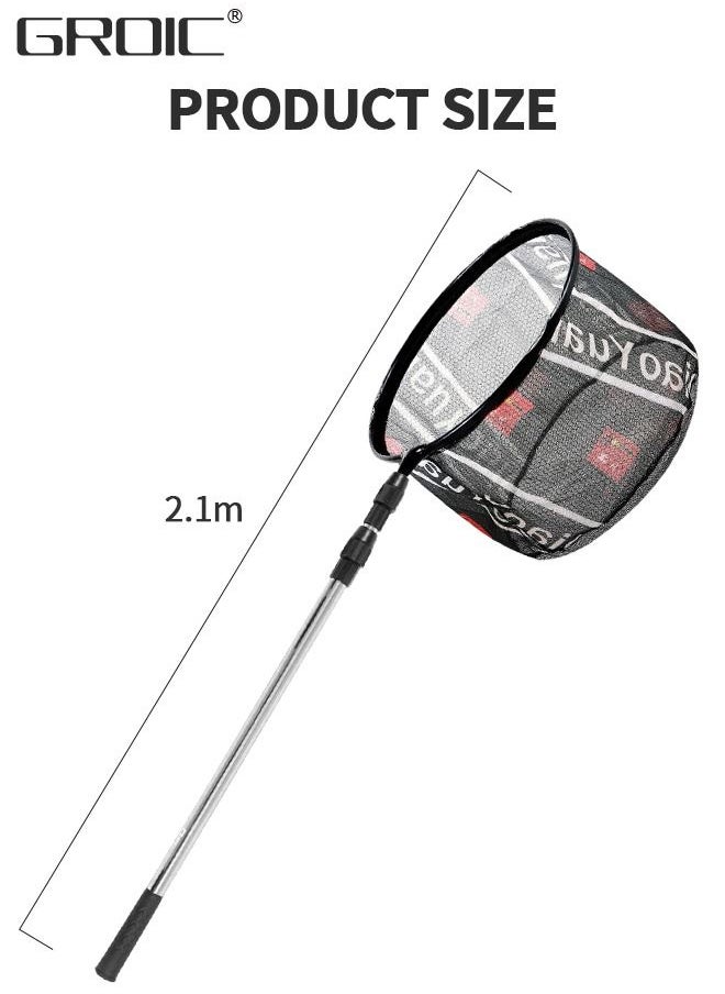 GROIC - Fishing Net Fish Landing Nets with Extra Long Telescoping Pole Handle Collapsible Telescopic Sturdy Pole for Saltwater Freshwater, Folding Fishing Net Extend to 27.56-66.93 Inches - Image 1