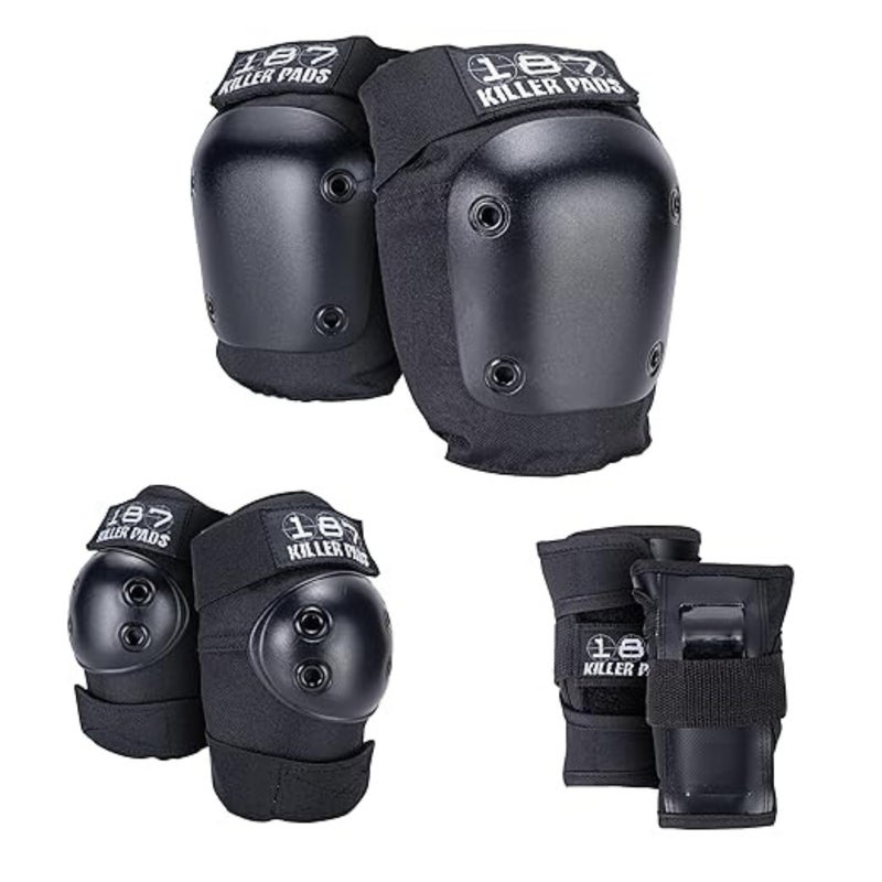 187 Killer Pads Six Pack Pad Set Elbow Pads Knee Pads and Wrist Guards Ideal for Skateboarding Roller Skating and Inline Skating