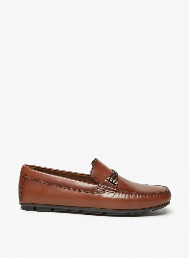 دوتشيني Men Solid Slip-On Loafers With Metallic Accent