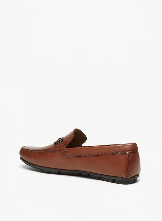 دوتشيني Men Solid Slip-On Loafers With Metallic Accent