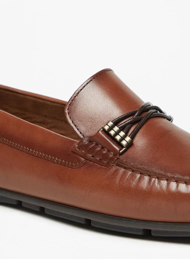دوتشيني Men Solid Slip-On Loafers With Metallic Accent