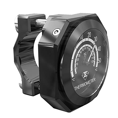 MACHSWON Motorcycle Handlebar Thermometer Gauge; Waterproof Luminous Alloy Temperature Gauge;Compatible with Yamaha, Compatible with Kawasaki,Compatible with Suzuki Black - Image 1