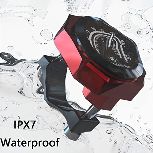 MACHSWON Motorcycle Handlebar Thermometer Gauge; Waterproof Luminous Alloy Temperature Gauge;Compatible with Yamaha, Compatible with Kawasaki,Compatible with Suzuki Black - Image 5