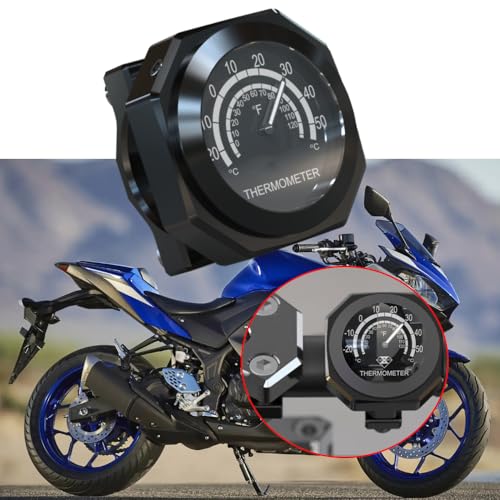 MACHSWON Motorcycle Handlebar Thermometer Gauge; Waterproof Luminous Alloy Temperature Gauge;Compatible with Yamaha, Compatible with Kawasaki,Compatible with Suzuki Black - Image 2
