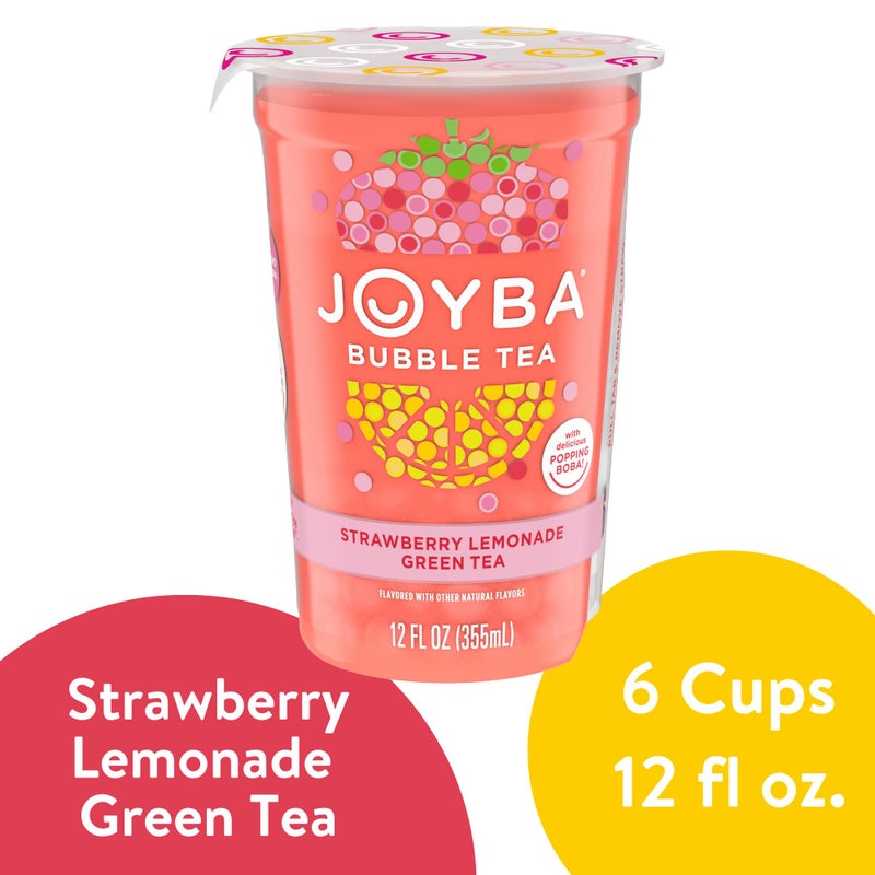 Joyba Bubble Tea Strawberry Lemonade Green Tea, 6 Pack, 12 fl. oz. Cups - Image 2