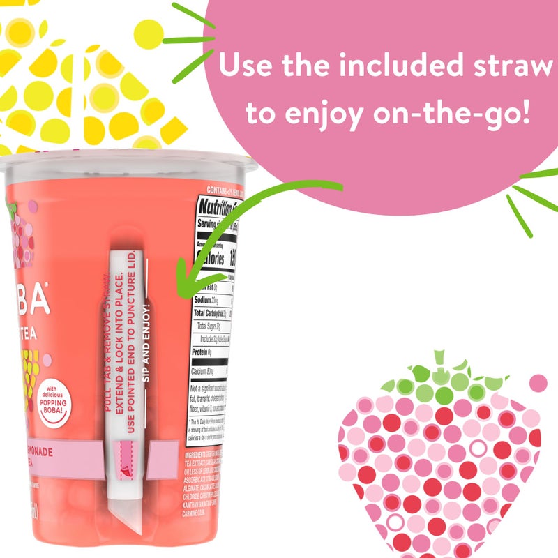 Joyba Bubble Tea Strawberry Lemonade Green Tea, 6 Pack, 12 fl. oz. Cups - Image 3