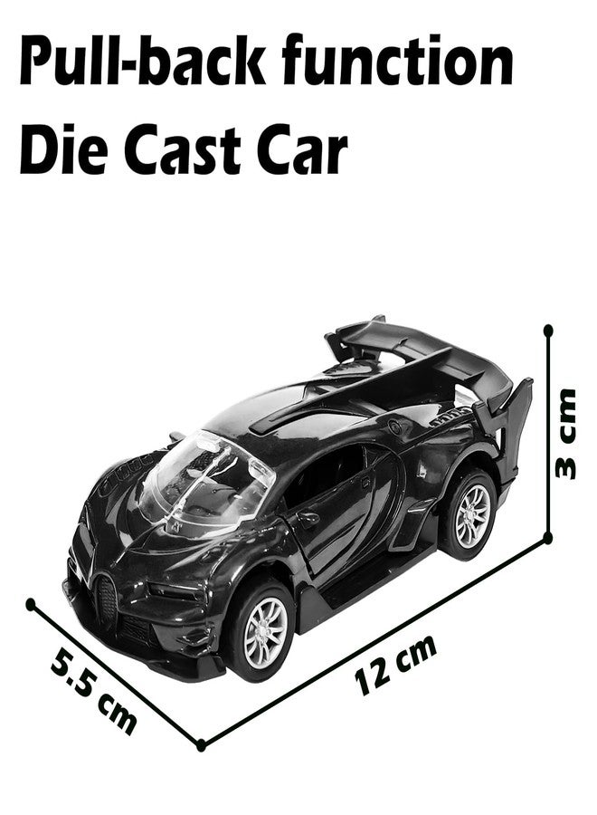 VGRASSP 1:32 Scale Mini Die Cast Pull Back Action Car Toy for Kids with Rubber Tires, Realistic Design Openable Doors - Off-Road Scale Model - Color As Per Stock (Bugatti) - Image 3