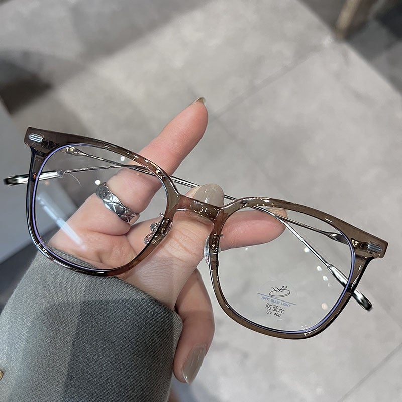 Fashion Anti-Blue Light Square Frames Brown Curry