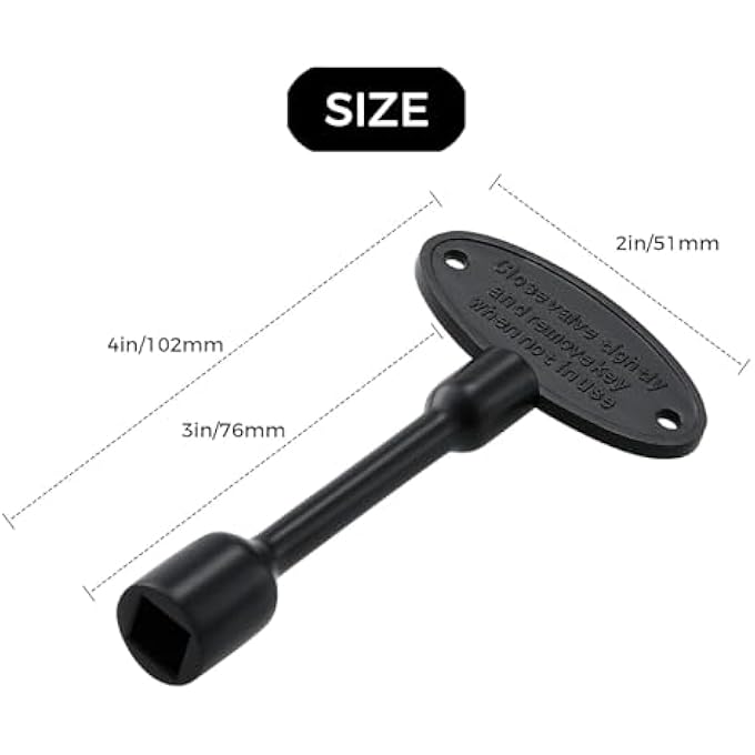 GAS FIREPLACE KEY REPLACEMENT FIREPLACE KEY UNIVERSAL FITS 1/3-INCH TURN BALL VALVE FOR GAS FIRE PITS AND FIREPLACES(BLACK 10 INCH) - Image 3