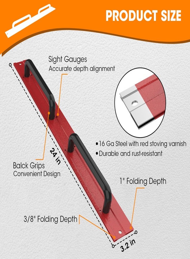 SDSNTE 24 In 16 Ga Steel Sheet Metal Folding Tool with Grips for Creating Uniform Folds Fits HVAC Applications and Pipefitter, Red, Pack of 1 - Image 2