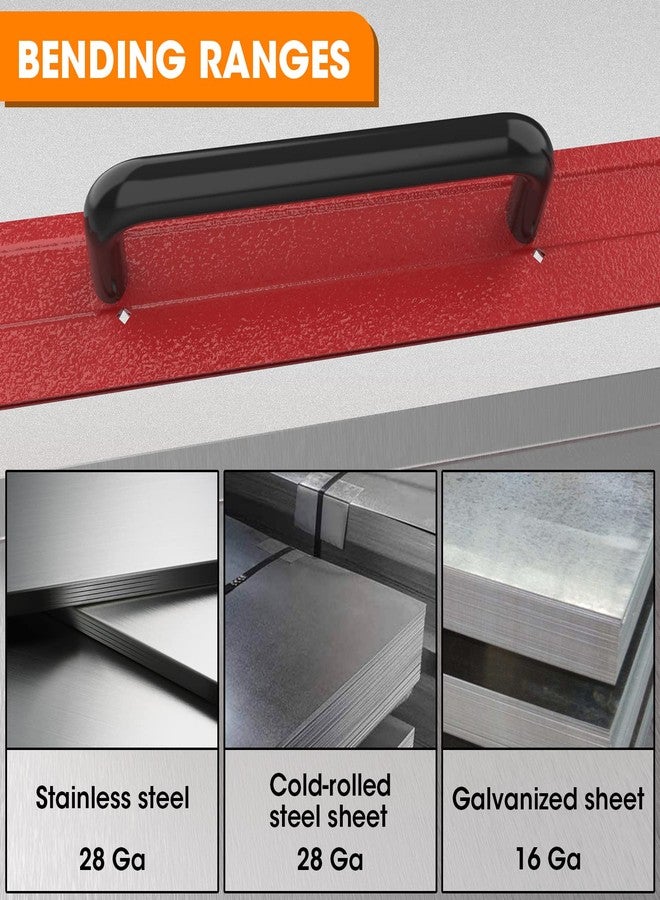 SDSNTE 24 In 16 Ga Steel Sheet Metal Folding Tool with Grips for Creating Uniform Folds Fits HVAC Applications and Pipefitter, Red, Pack of 1 - Image 3