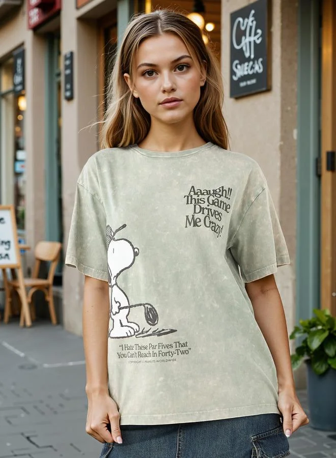 SP Characters Snoopy Dog Print T-shirt