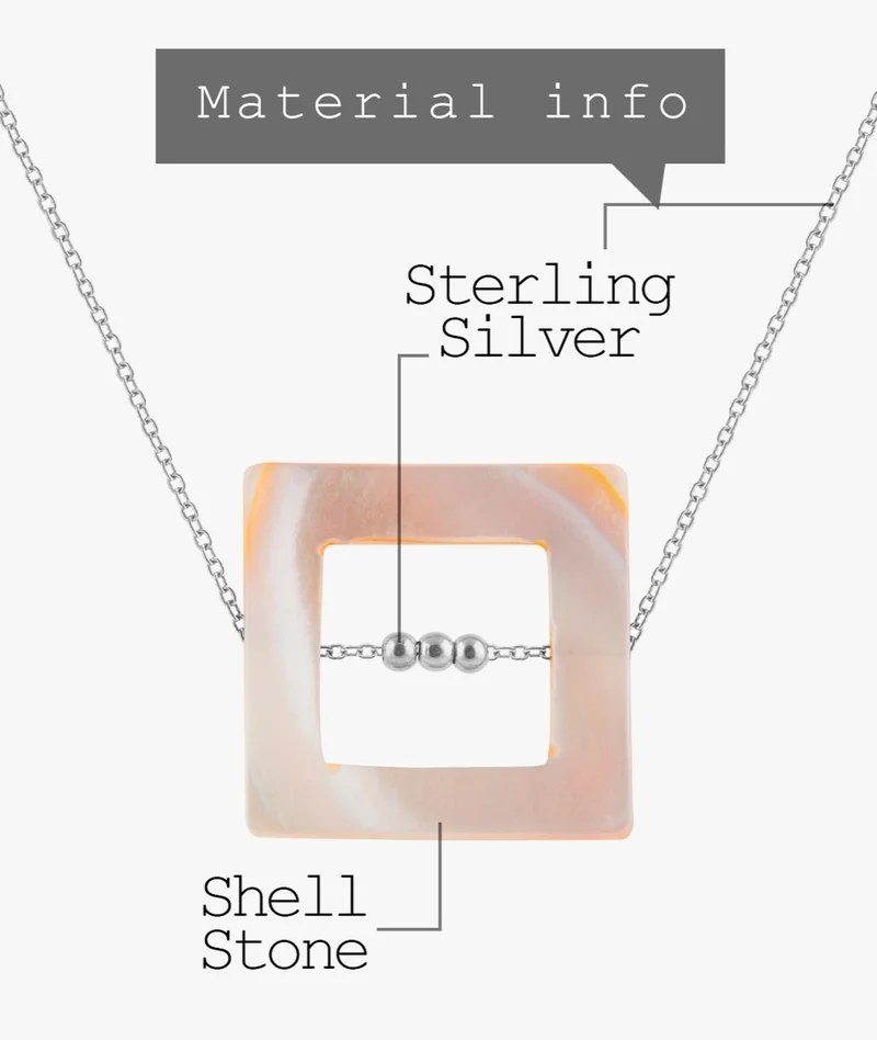 Minza  Minza ” Athens ” Pure 925 Sterling Silver, Shell stone, Handmade Necklace for Women, Pendant and Chain Necklace, 1.100 grams of Silver, Jewelry for Casual & Special Occasion for Women | Best Price UAE