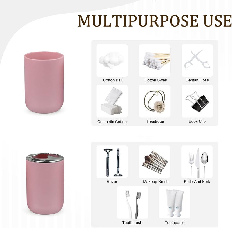 CERBIOR Bathroom Accessories Set 6 Piece Bath Ensemble Includes Soap Dispenser, Toothbrush Holder, Toothbrush Cup, Soap Dish for Decorative Countertop and Housewarming Gift (Pink) - Image 5