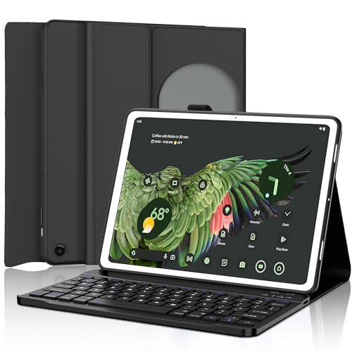 BORIYUAN for Google Pixel Tablet 11 inch 2024/2023 Case with Keyboard, Detachable Wireless Bluetooth Keyboard Slim Folio Smart Cover with Pencil Holder, Support Charging Speaker Dock - Black - Image 1