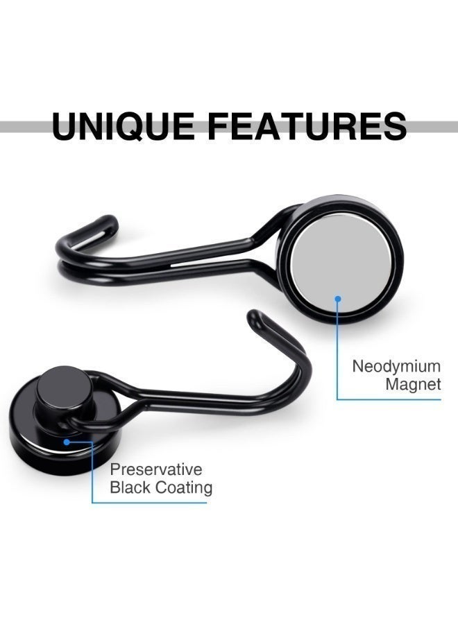 6 Pack Magnetic Hooks, Neodymium Heavy Duty 30LBS, Rust Proof Strong Magnet Hook for Refrigerator, Kitchen, Grill, Home, Indoor Outdoor Hanging, Black - Image 4